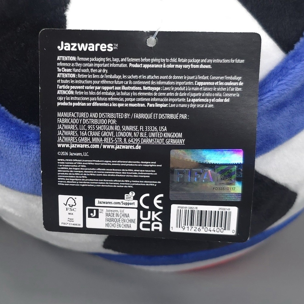JAZWARES FIFA WORLD CUP 2026 FRANCE New Fan Plush 9 Soccer Official Licensed - Picture 11 of 11